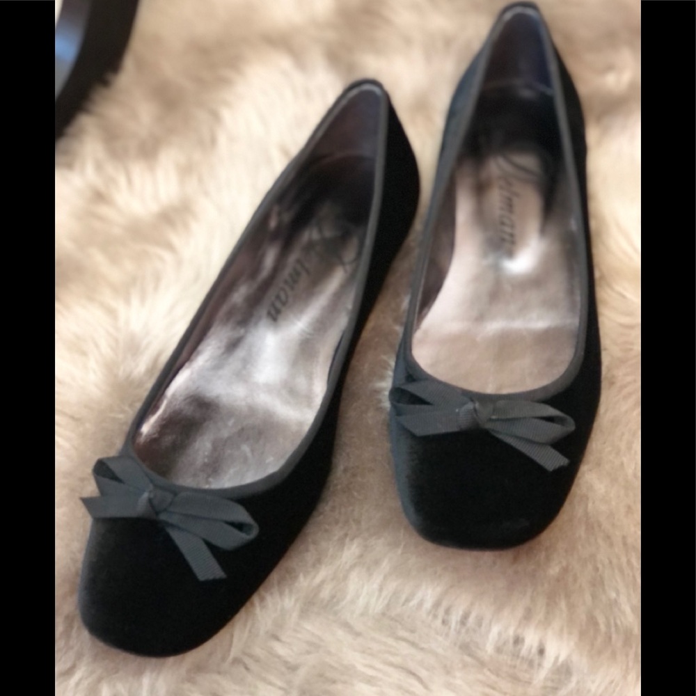 NIB Delman Black Velvet Ballet Flats Made in Spain